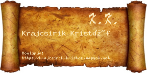 Krajcsirik Kristóf névjegykártya
